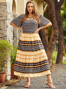 S BETRO 大碼幾何印花荷葉邊洋裝 - 彩色 - 查看 1