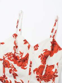 SHEIN Unity Floral Print Bandana Hem Cami Top - Orange - View 4