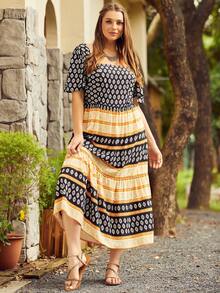 S BETRO 大碼幾何印花荷葉邊洋裝 - 彩色 - 查看 3