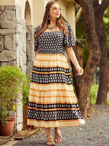 S BETRO 大碼幾何印花荷葉邊洋裝 - 彩色 - 查看 6