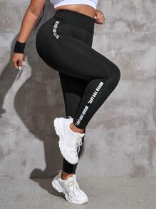 Rhythm Era 大碼字母圖案寬腰帶運動打底褲