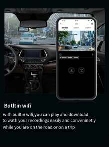 2 Lens 1080P WIFI Car Dashcam 3.4 Inch Mini Car Black Box G-Sensor Video Recording - Black - View 5