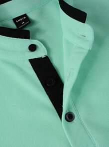 Manfinity Homme Men Antler Print Contrast Trim Polo Shirt - Mint Green - View 3