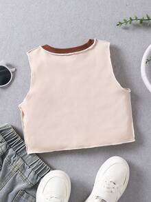 SHEIN Toddler Girls Colourblock Top-stitching Tank Top - Multicolor - View 2