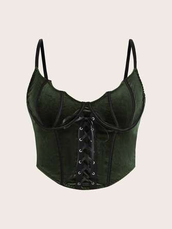 Goth Plus Top À Fines Brides À Lacets