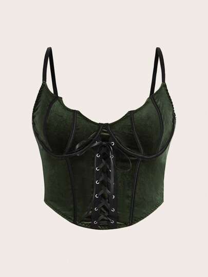 Goth Plus Top À Fines Brides À Lacets