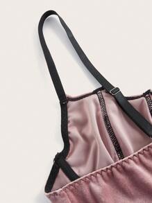 ROMWE Goth Áo hai dây Plus Size Ren lên Thùa khuyết Tương phản ràng buộc màu trơn Thanh lịch - Màu Hồng baby - Xem 4