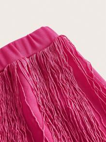 SHEIN ICON Solid Fringe Trim Skirt - Hot Pink - View 4