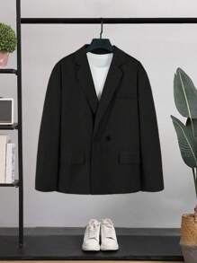 Manfinity Hypemode Men Solid Blazer & Suit Trousers Without Tee - Black - View 5