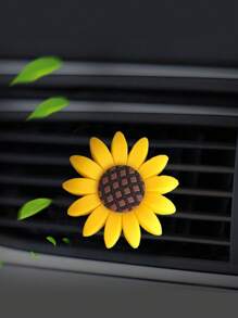 1pc Sunflower Decor Car Air Freshener & 2pcs Refill - Yellow - View 1