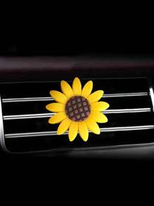 1pc Sunflower Decor Car Air Freshener & 2pcs Refill - Yellow - View 2