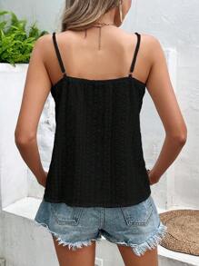 SHEIN VCAY Guipure Lace Trim Cami Top - Black - View 2