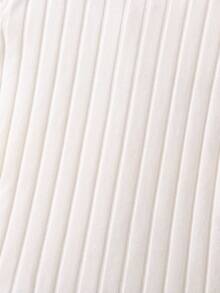 SHEIN Niñas Camiseta fruncido con nudo lateral tejido de canalé - Blanco - Ver 6