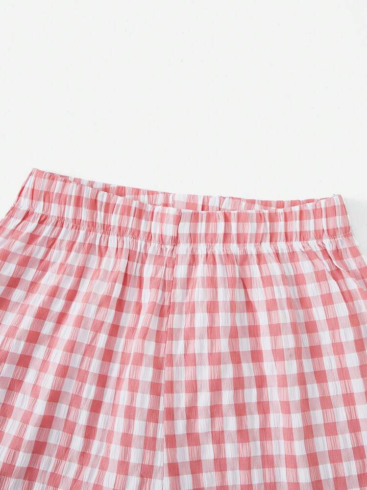 SHEIN EZwear Plaid Elastic Waist Shorts - Multicolor - View 5