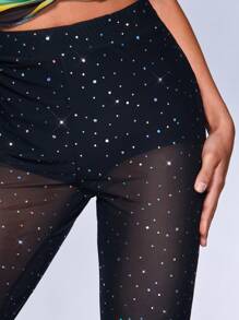 SHEIN BAE Sequin Detail Flare Leg Trousers - Black - View 3