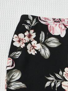 SHEIN 女孩印花開衩短裙 - 彩色 - 查看 3