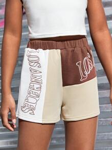 SHEIN Quần Short Gái Lá thư Giải trí - Nhiều màu - Xem 3