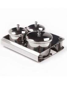 3件/套美甲壓克力液體粉末容器整理托盤不銹鋼菜盆帶金屬蓋美甲設備美甲工具 - 銀色 - 查看 3