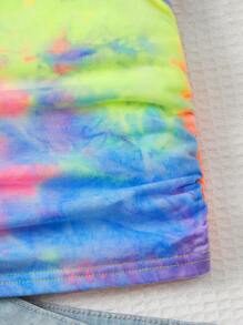SHEIN Toddler Girls Tie Dye Ruched Cami Top & Scrunchie - Multicolor - View 4
