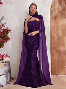 YISIKADO Đầm Dự Tiệc Nữ - Màu tím - Xem 7
