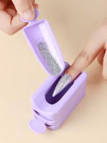 雙層再生指甲粉末狀收納盒法語粉末狀盒金屬亮絲系列指甲收納工具 - 紫色 - 查看 5