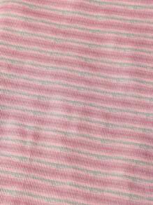 小女童條紋圖案下擺開叉掛脖洋裝 - 粉色 - 查看 4