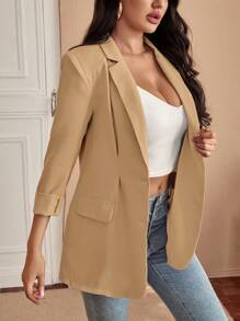 SHEIN SXY 西裝領翻蓋細節單排釦西裝外套
