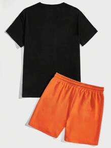 Manfinity RebelGame 男士卡通圖案T恤和腰部抽繩短褲 - 彩色 - 查看 2