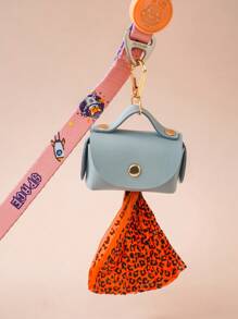 nicovaer 1pc PU Material Haze Blue Color Leash Holder, Exclude Trash Bag, Portable Pouch Bag Suitable For Cats And Dogs Outdoor Use, For Cat Moms, Dog Moms, Cat Lovers, Dog Lovers, Best Cat Moms, Best Dog Moms - Dusty Blue - View 1