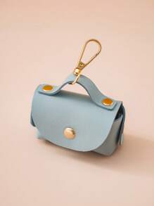 nicovaer 1pc PU Material Haze Blue Color Leash Holder, Exclude Trash Bag, Portable Pouch Bag Suitable For Cats And Dogs Outdoor Use, For Cat Moms, Dog Moms, Cat Lovers, Dog Lovers, Best Cat Moms, Best Dog Moms - Dusty Blue - View 3