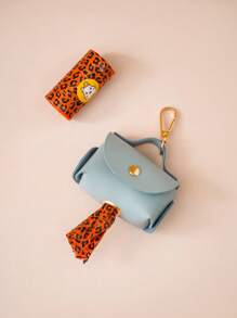 nicovaer 1pc PU Material Haze Blue Color Leash Holder, Exclude Trash Bag, Portable Pouch Bag Suitable For Cats And Dogs Outdoor Use, For Cat Moms, Dog Moms, Cat Lovers, Dog Lovers, Best Cat Moms, Best Dog Moms - Dusty Blue - View 4