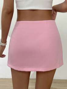 SHEIN EZwear 素色圍裹下擺半身裙