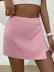 SHEIN EZwear 素色圍裹下擺半身裙