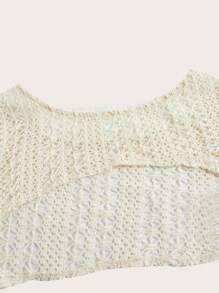 ROMWE Goth Áo nữ màu trơn Gợi cảm - Màu be - Xem 4