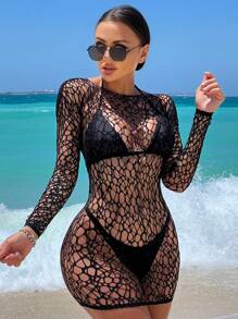 Swim SXY Áo che Nữ cắt màu trơn - màu đen - Xem 5