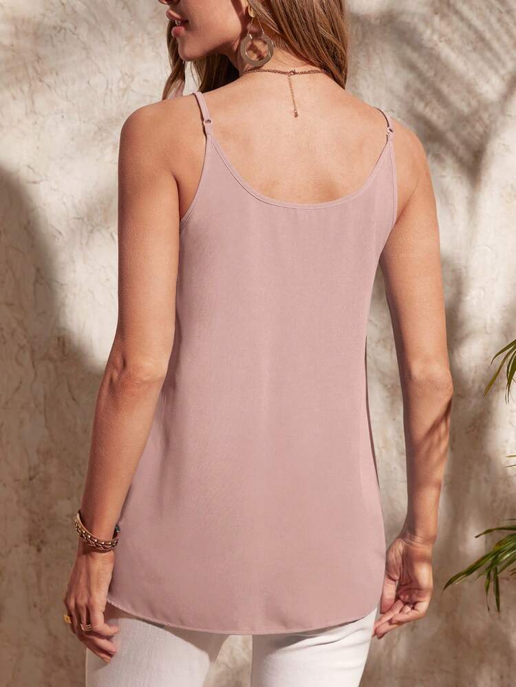 Solid Plicated Detail Cami Top
