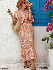 Đầm Thắt lưng Viên lá sen Chia Paisley Boho - Nhiều màu - Xem 6