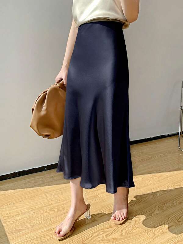 DAZY High Waist Solid A-Line Skirt