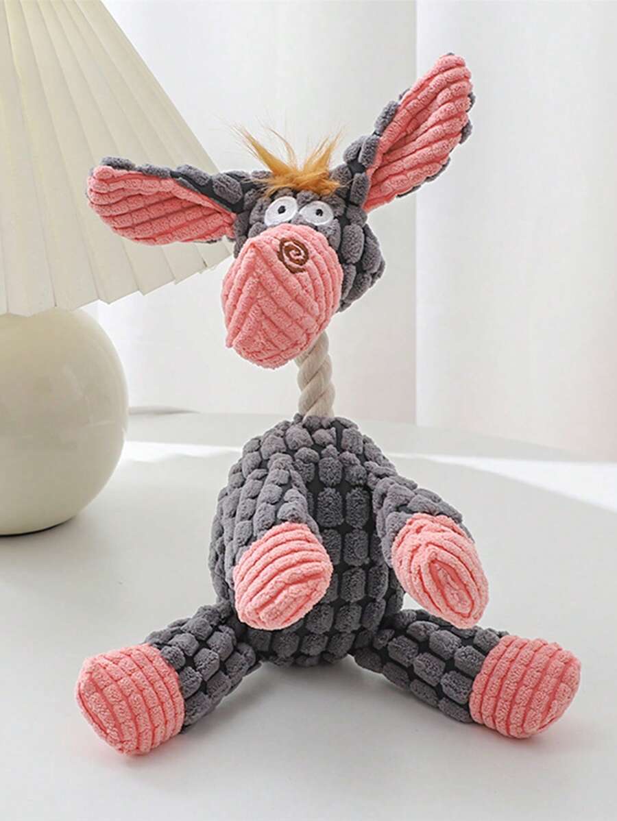 Donkey Shaped Plush Toy With Sound, Bite Resistant And Grind Teeth Function - Multicolor - View 1