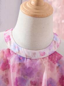 SHEIN 女孩印花荷葉邊上衣和裙子 - 彩色 - 查看 3