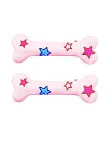 2pcs Star Print Bone Design Pet Hair Clip For Dog And Cat For Decoration - Pink - View 5