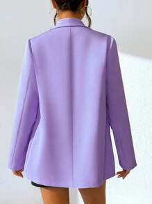Chiquease Shawl Neck Double Button Blazer - Mauve Purple - View 2