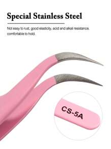 VETUS Màu hồng Cái nhíp CS-15 Độ chính xác Thép không gỉ Cong Nhọn Cái nhíp Trang điểm Và Bảo trì Công cụ Đối với Mở rộng lông mi - Hồng - Xem 4
