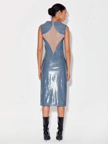 DESIGNED BY TONY Đầm Tách cao Thú vật Giải trí - Màu xanh bụi bặm - Xem 2