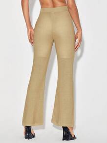 DESIGNED BY TONY Pantaloni a zampa rigidi lavorati a maglia con pantaloncini da motociclista, adatti per vacanze, feste, Ibiza - Cammello - Visualizzare 2