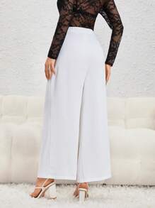 SHEIN Privé 素色闊腿西裝褲