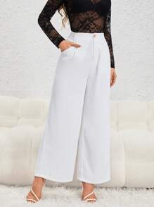 SHEIN Privé 素色闊腿西裝褲