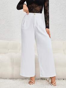 SHEIN Privé 素色闊腿西裝褲