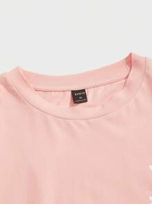 Manfinity Hypemode Men Letter Graphic Drop Shoulder Tee - Coral Pink - View 3