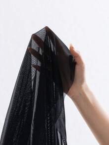 膠帶細節高衩透視網紗沙灘纏腰式半身裙 - 黑色 - 查看 6